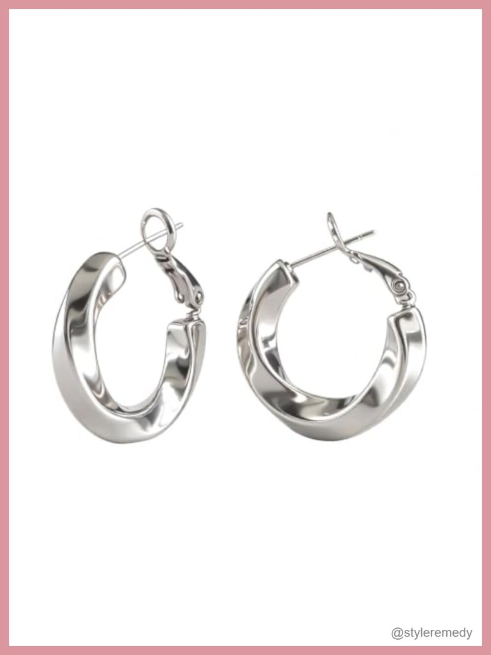 14K White Gold Plated Twisted Hoop Earrings for Women Hypoallergenic
